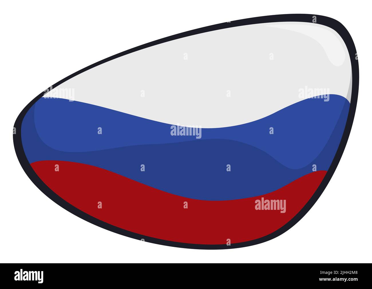 Template with irregular semi oval shape with Russian tricolor flag design inside of it. Stock Vector