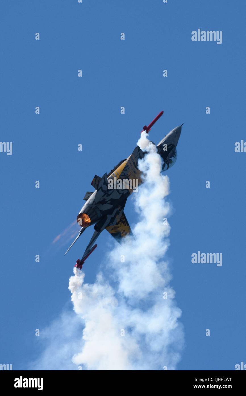 Royal International Air Tattoo, RAF Fairford, UK.  16 July 2022.  F-16AM Fighting Falcon of Belgian Air Component. Stock Photo