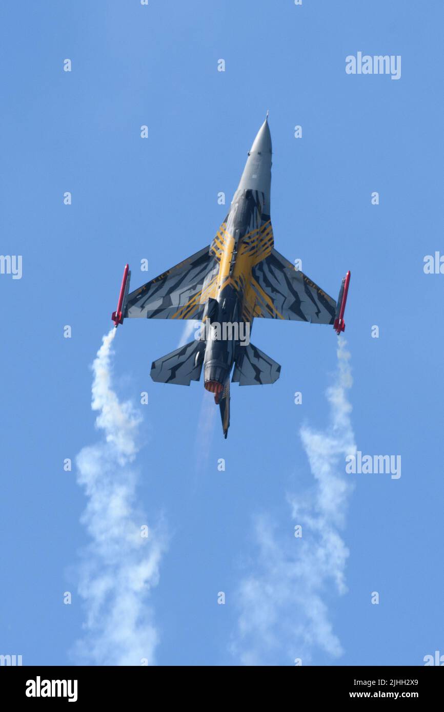 Royal International Air Tattoo, RAF Fairford, UK.  16 July 2022.  F-16AM Fighting Falcon of Belgian Air Component. Stock Photo