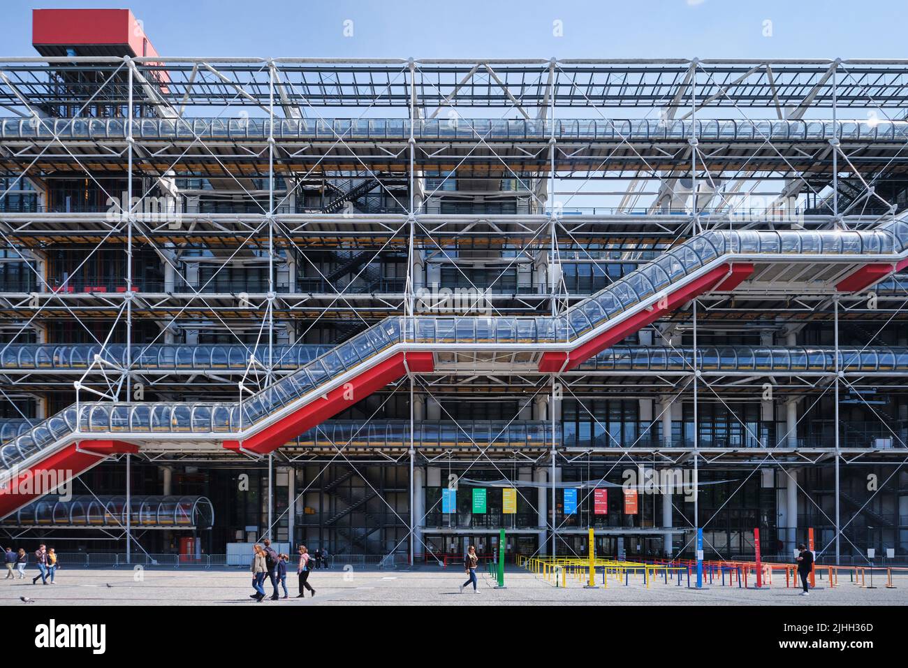 Paris, France - May, 2022: View of Centre Georges Pompidou (1977)and facade details, designed by Richard Rogers and Renzo Piano Stock Photo