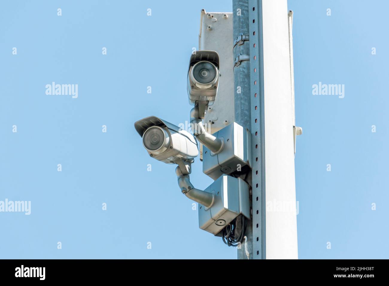 Security camera CCTV on a pole video surveillance Stock Photo Alamy
