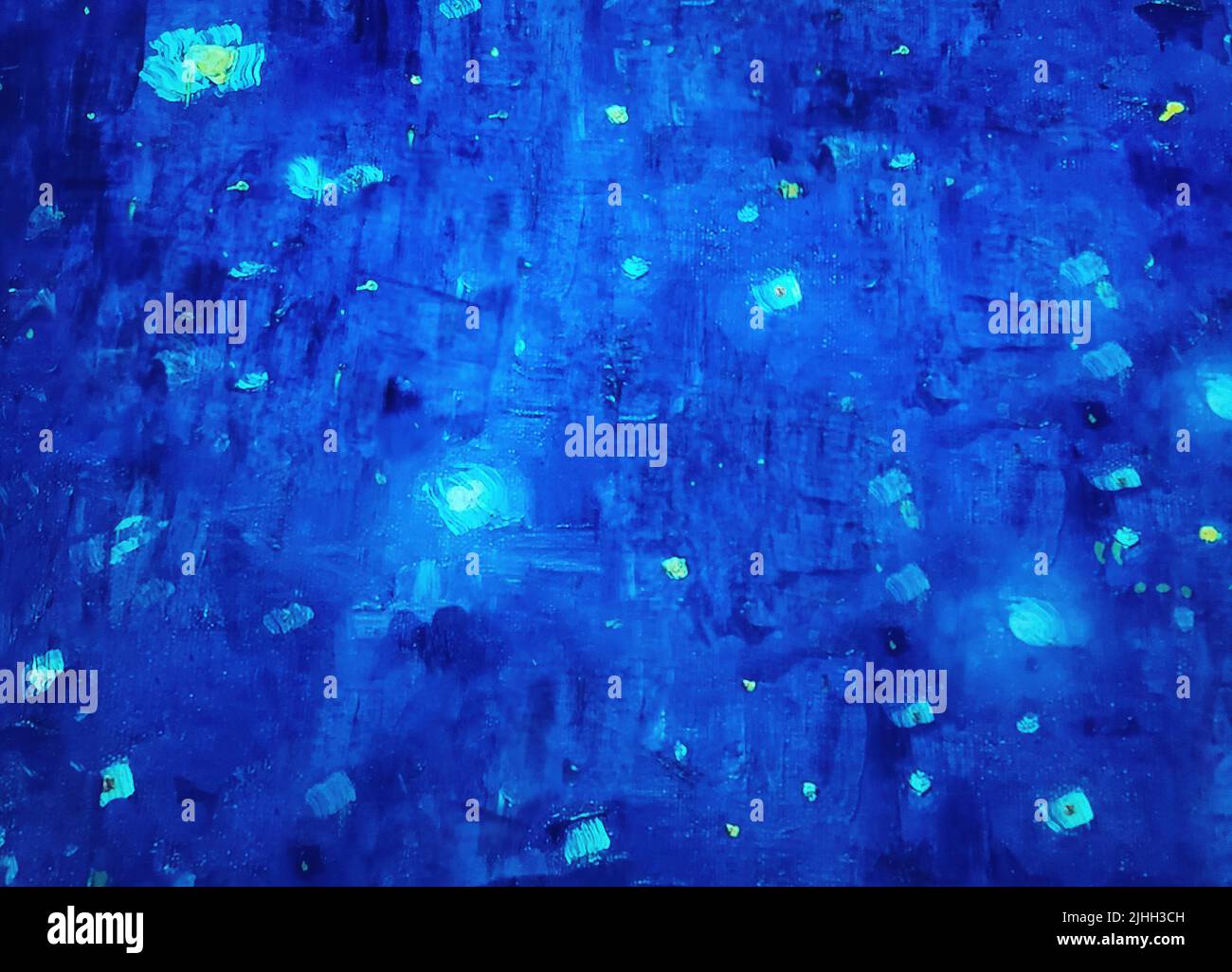 Contemporary starry blue constellation abstract oil paint pattern Stock Photo