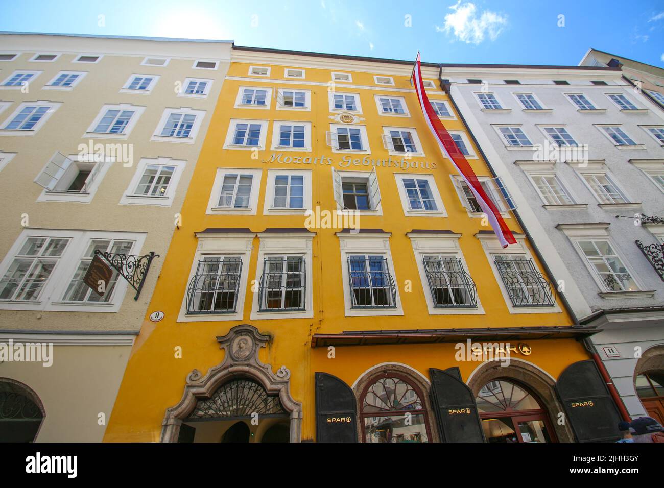 Mozart house in Salzburg Mozart's Birthplace. The famous yellow house
