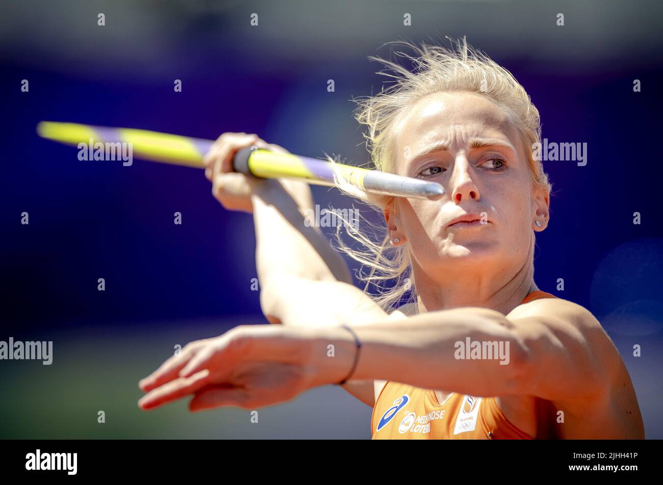 EUGENE Anouk Vetter in action during the allaround javelin throw of