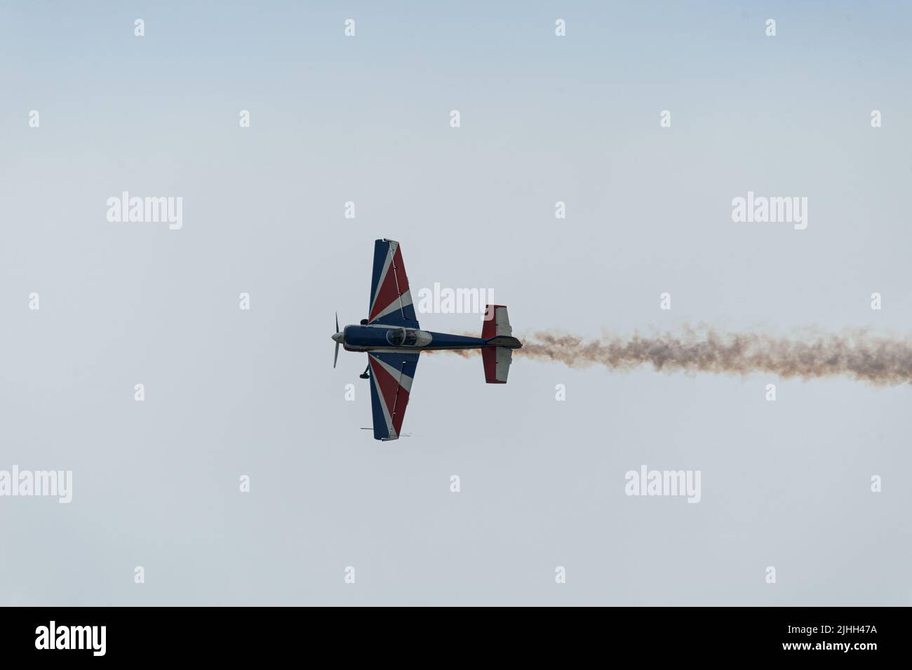 Gothenborg, Sweden - August 29 2009: Yak-55 performing aerobatics display at Gothenburg Aero Show. Stock Photo