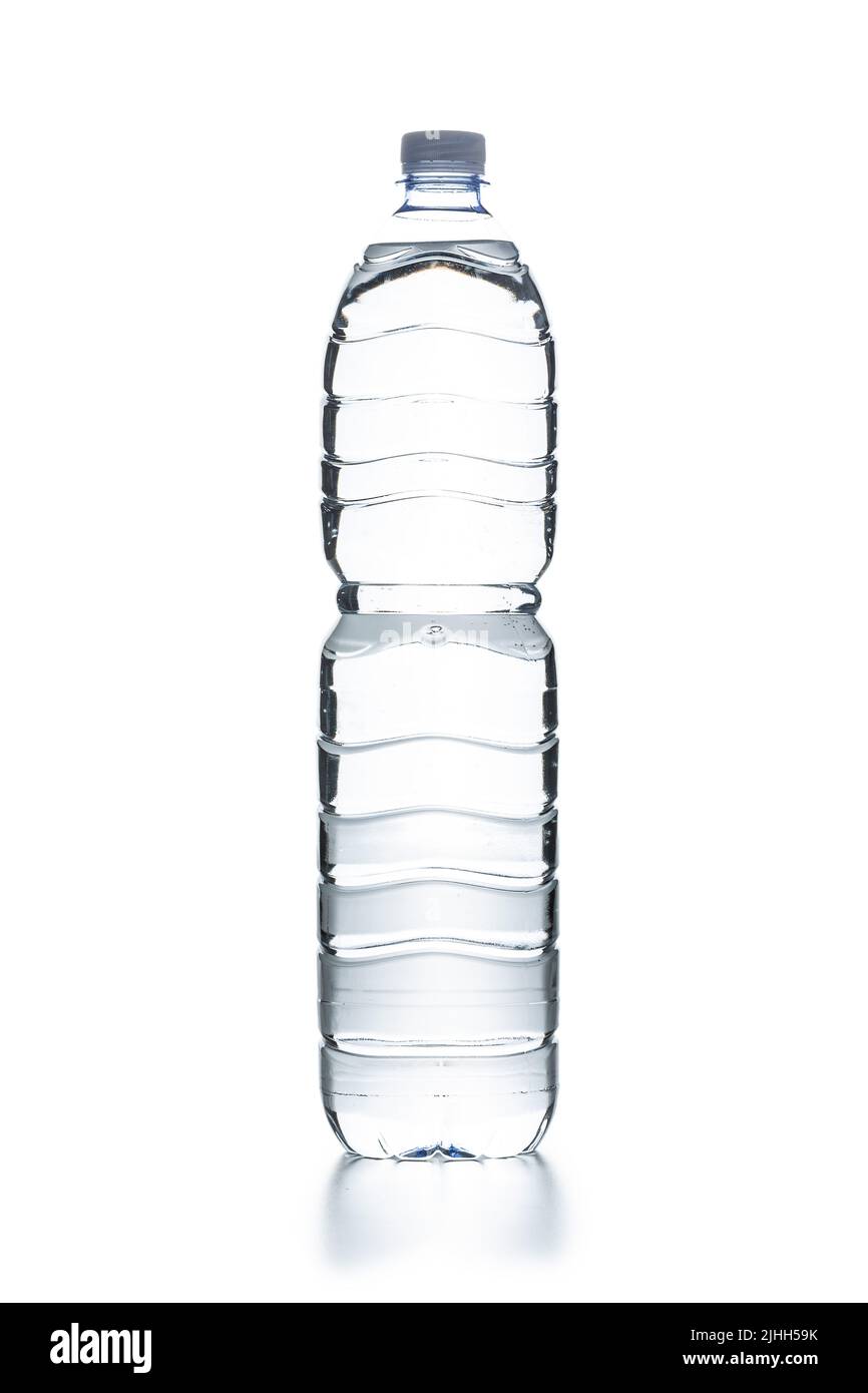Plastic water bottle isolated on a white background. Stock Photo