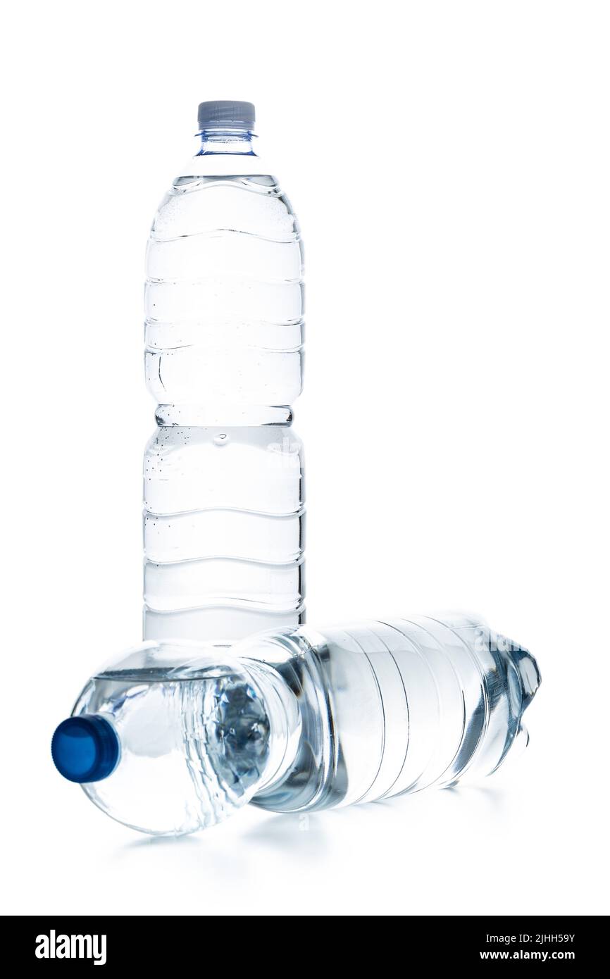 Plastic water bottle isolated on a white background. Stock Photo