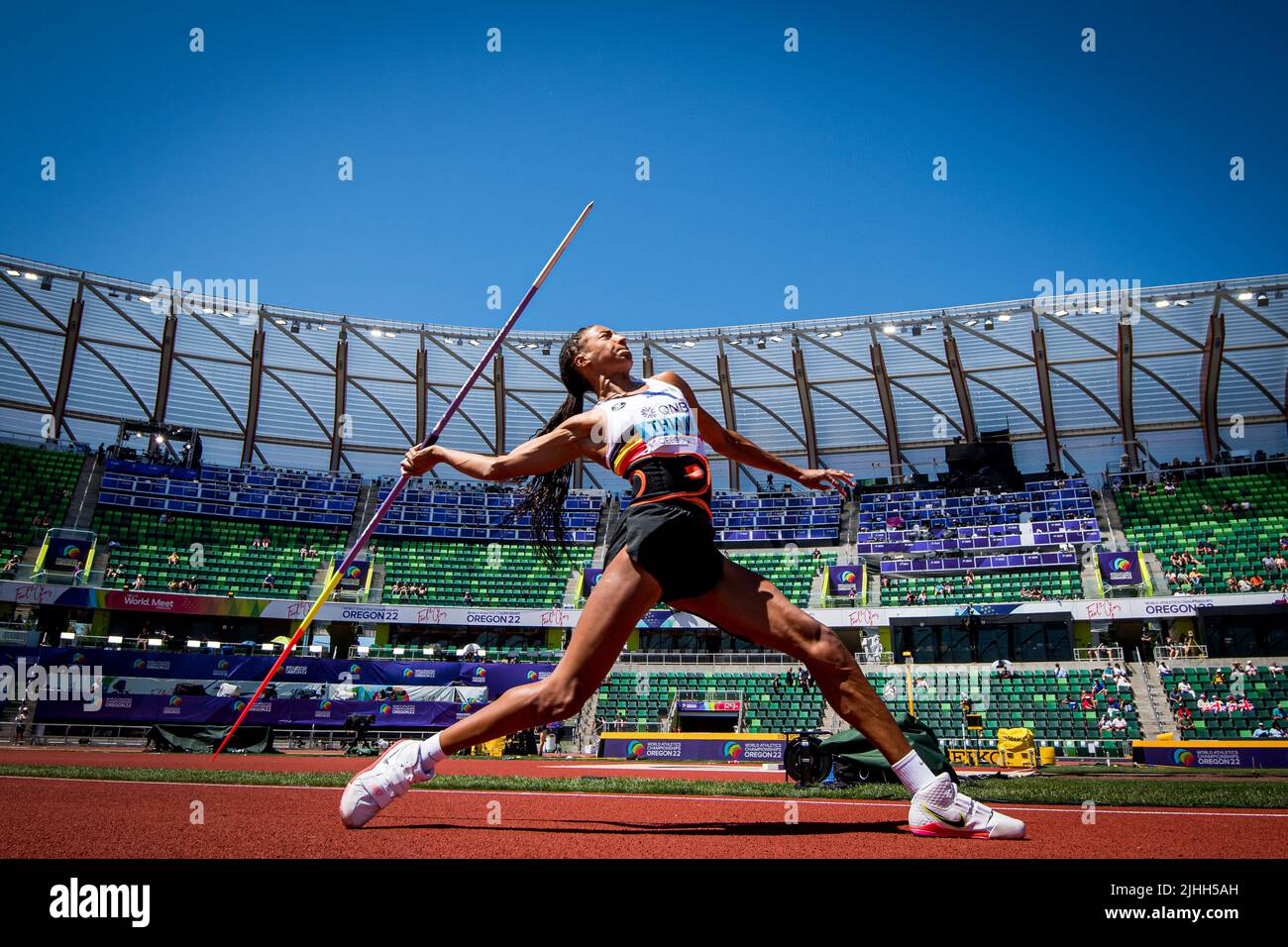 Eugene, Oregon, USA, 18 July 2022. Belgian Nafissatou Nafi Thiam