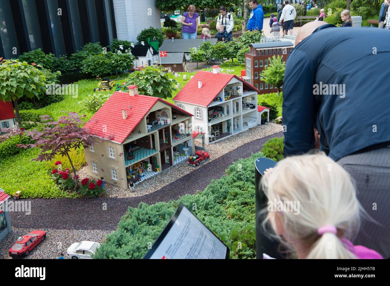 Billund, Denmark June 25 2011 Cutout houses built in Lego at