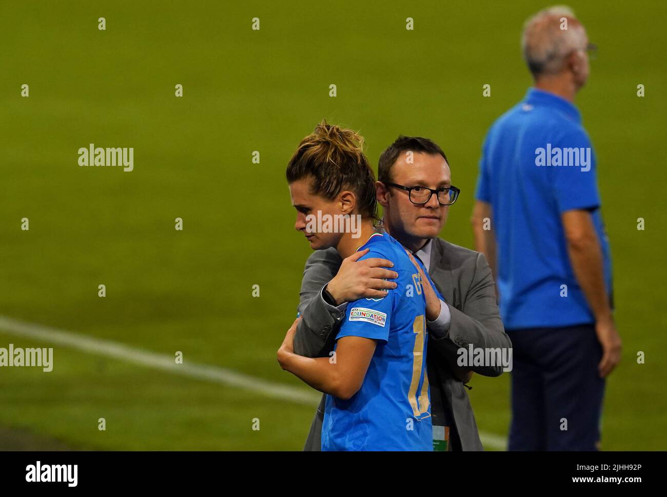 Italy's Cristiana Girelli after the UEFA Women's Euro 2022 Group D match at the Manchester City Academy Stadium, Manchester. Picture date: Monday July 18, 2022. Stock Photo