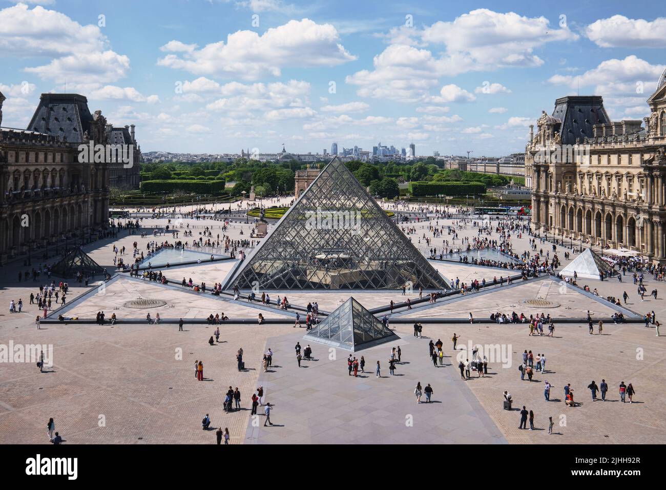 Pyramid of The Louvre Museum (The Grand Louvre) in Paris which is one of the world's largest museums and a historic monument. Stock Photo