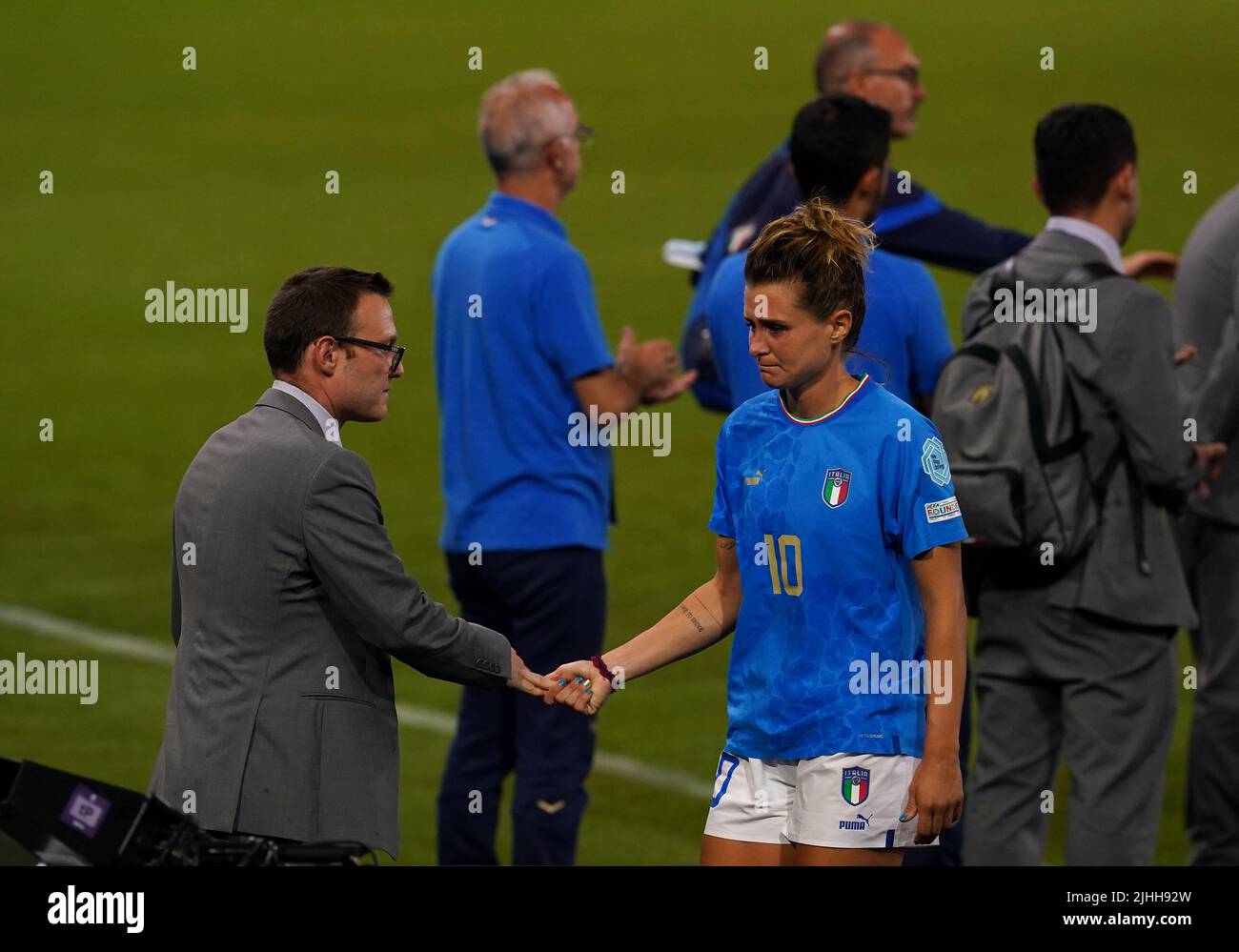 Italy's Cristiana Girelli after the UEFA Women's Euro 2022 Group D match at the Manchester City Academy Stadium, Manchester. Picture date: Monday July 18, 2022. Stock Photo