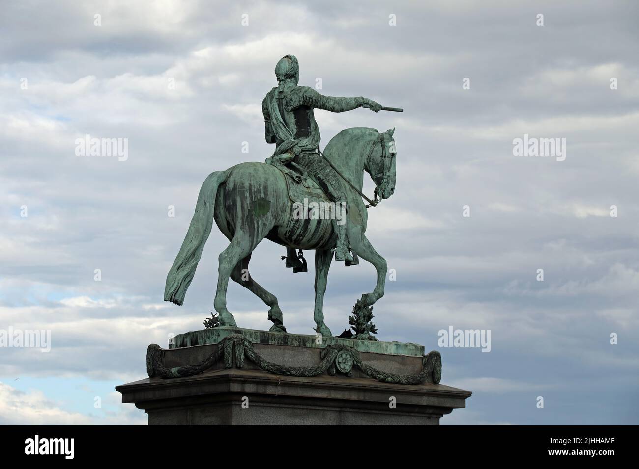 Equestrian statue of Gustav ll Adolf in Stockholm Stock Photo