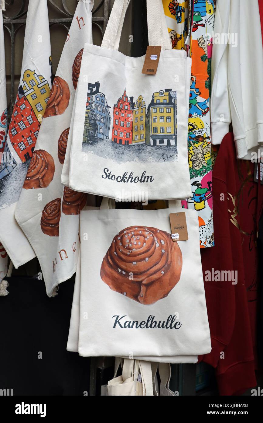 Souvenirs of Stockholm for sale at Gamla Stan Stock Photo