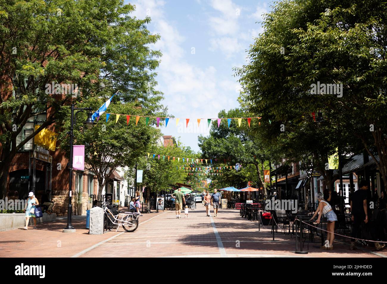 Church Street Marketplace, a pedestrian area of shops and restaurants in downtown Burlington, Vermont, USA. Stock Photo