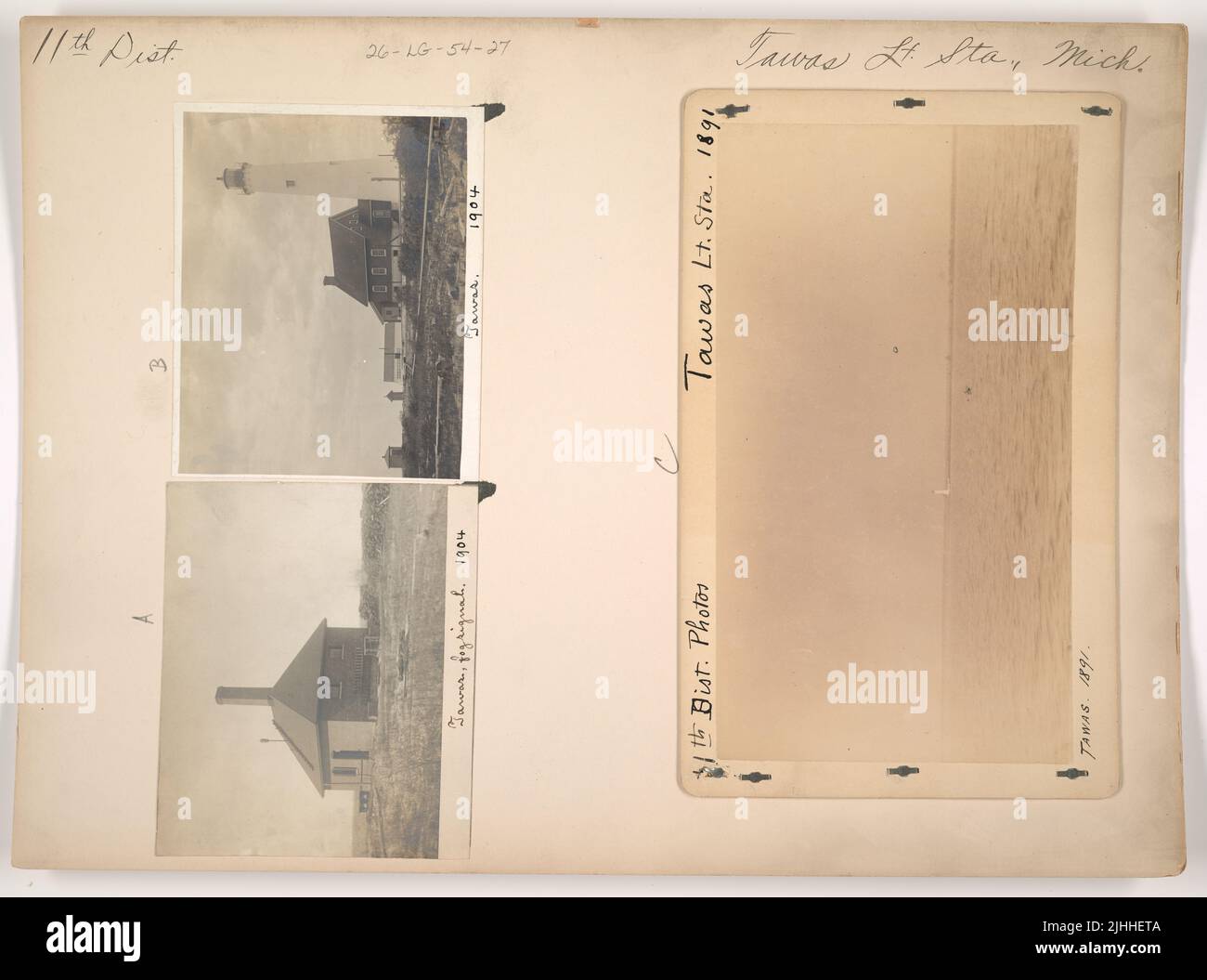 MI Tawas. Tawas Light Station, Michigan. Fog Signal Stock Photo Alamy