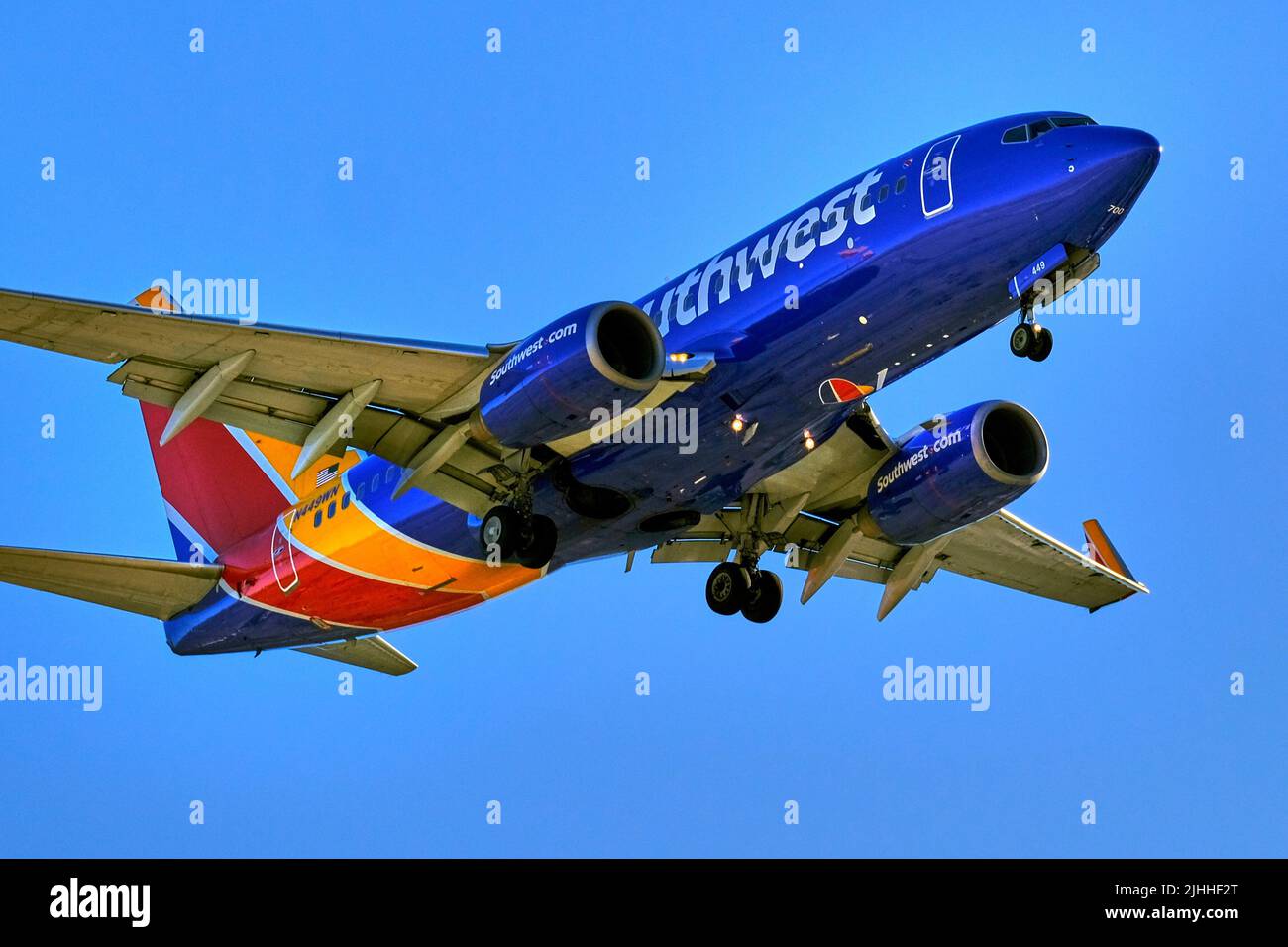 Palm Springs, CA, USA. 5th Feb, 2021. A Southwest Airlines Boeing 737-700 landing at Palm Springs International Airport (Credit Image: © Ian L. Sitren/ZUMA Press Wire) Stock Photo