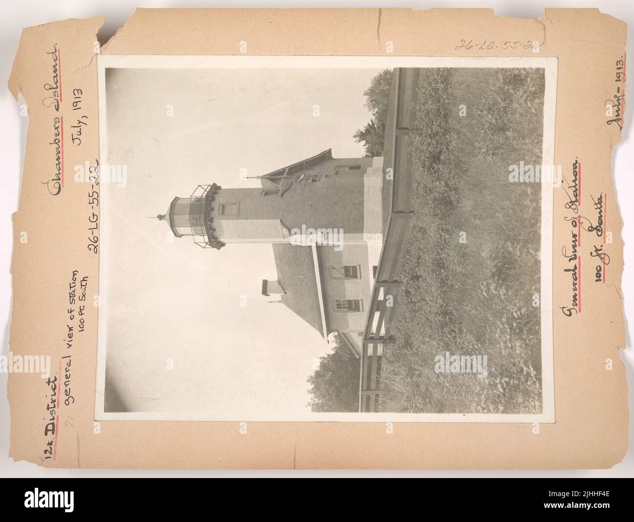 WI - Chambers Island. Chambers Island Light Station, Wisconsin. General view of station, 100 ft. South. Stock Photo