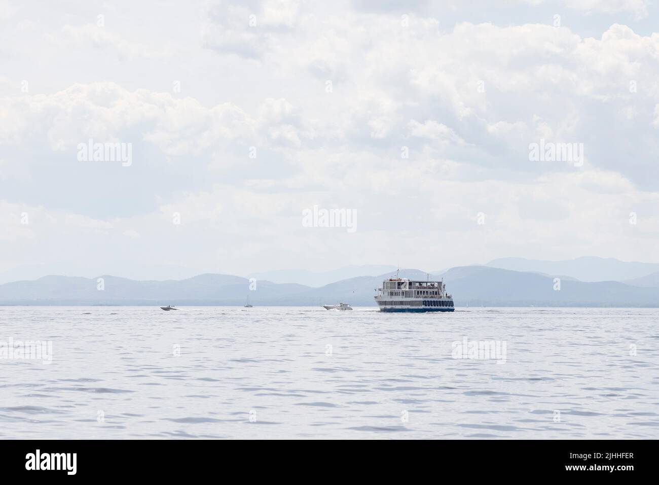 The Spirit of Ethan Allen cruise tourist ship on Lake Champlain between New York and Burlington, Vermont, USA. Stock Photo