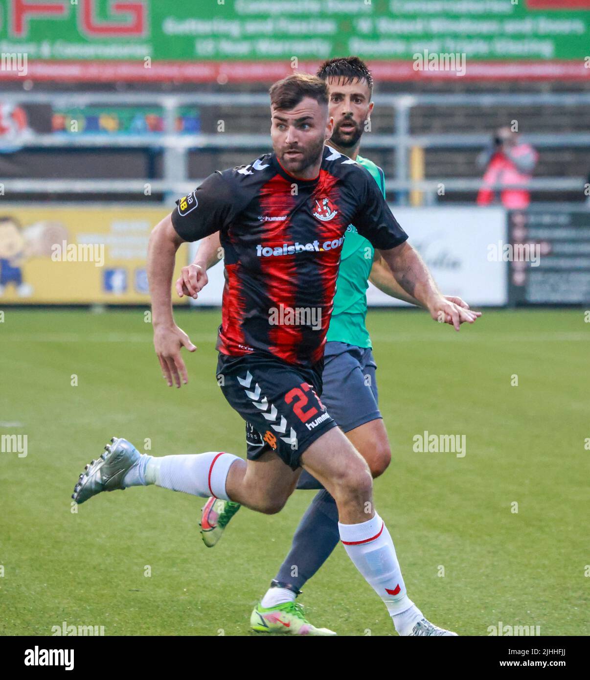Seaview, Belfast, Northern Ireland, UK. 14 July 2022. UEFA Conference League First Qualifying Round  (second leg) – Crusaders 3 Magpies 1. Crusaders football player Johnny McMurray (27). Stock Photo