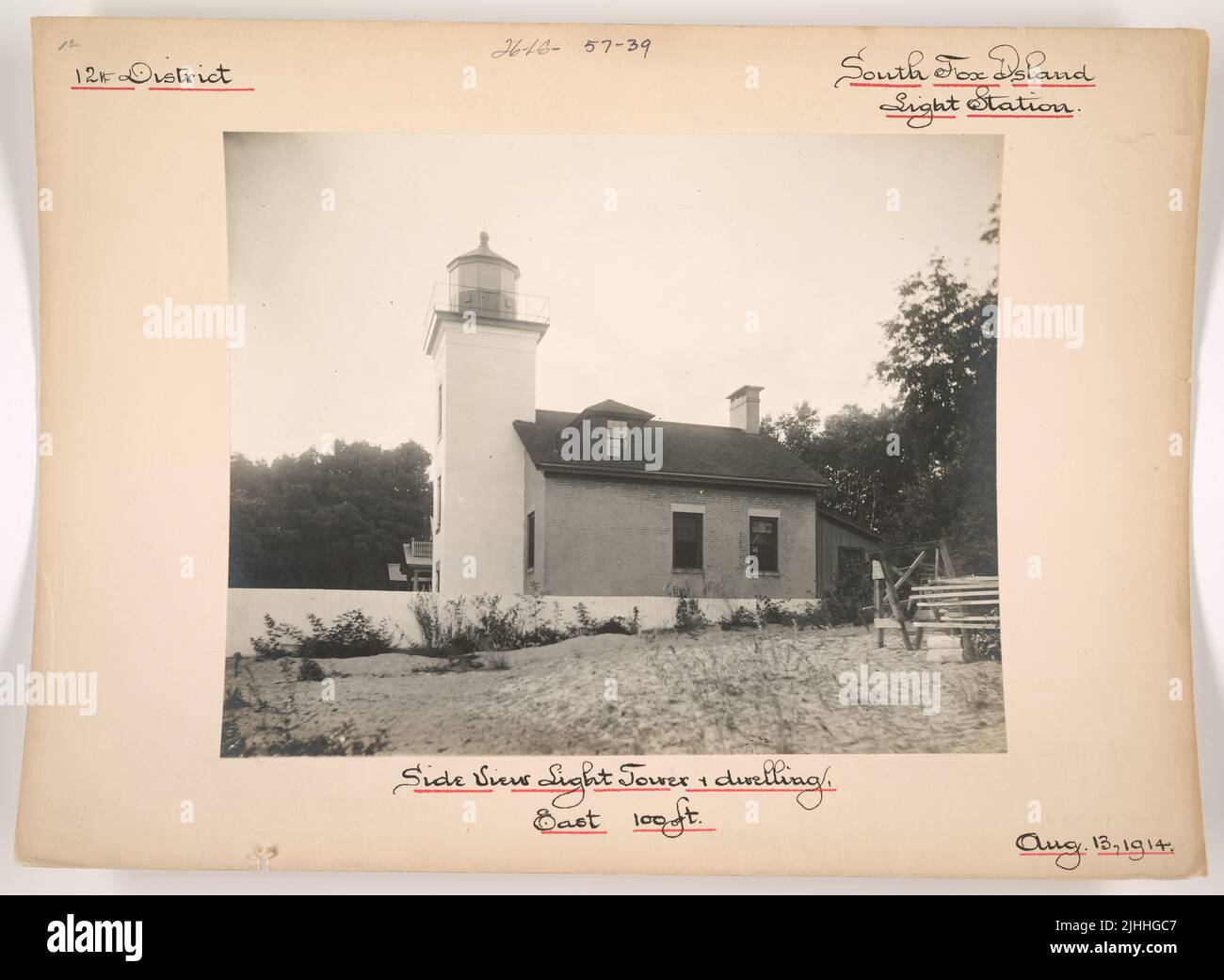 MI South Fox Island. South Fox Island Light Station, Michigan. Side view, light tower and