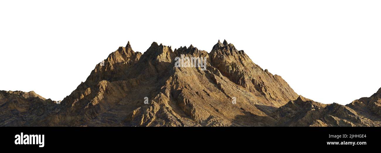 rough mountain range isolated on white background Stock Photo