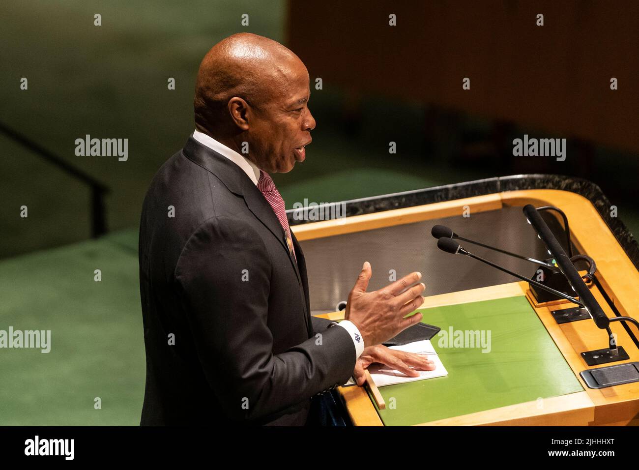 New York, USA. 18th July, 2022. Mayor Eric Adams speaks during Nelson Mandela International Day celebration at UN Headquarters in New York on July 18, 2022. (Photo by Lev Radin/Sipa USA Credit: Sipa USA/Alamy Live News Stock Photo