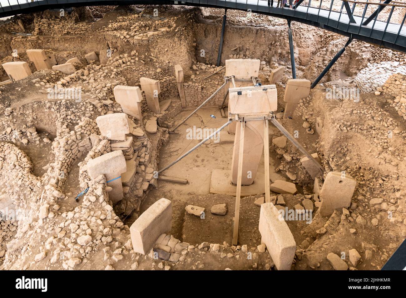 Göbeklitepe (Gobeklitepe in English), a Neolithic archaeological site near the city of Sanliurfa in Turkey. It is the world's oldest known temple and Stock Photo