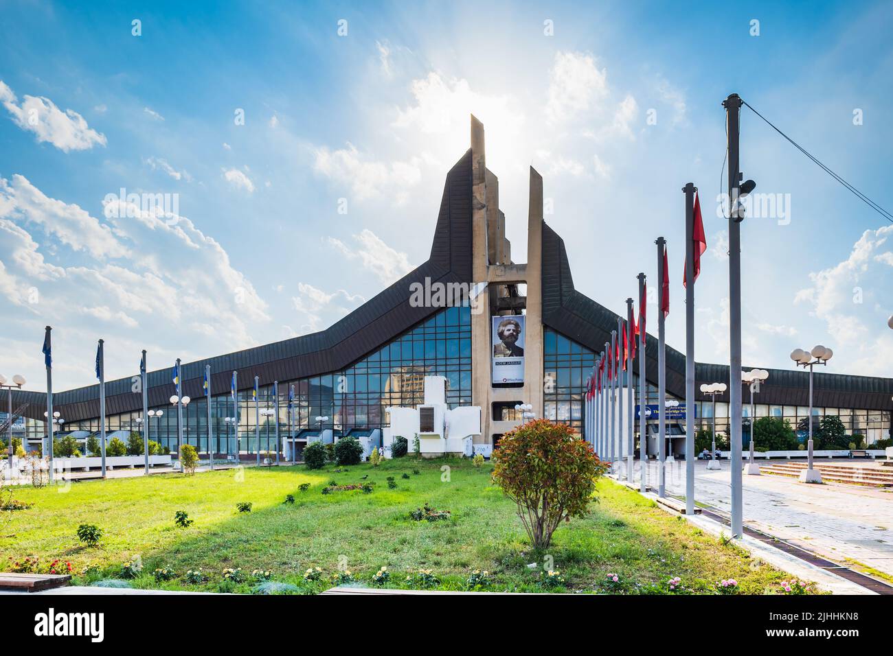 Pristine, Kosovo - July 2022: Palace of Youth and Sport in Pristine, the capital of Republic of Kosovo Stock Photo