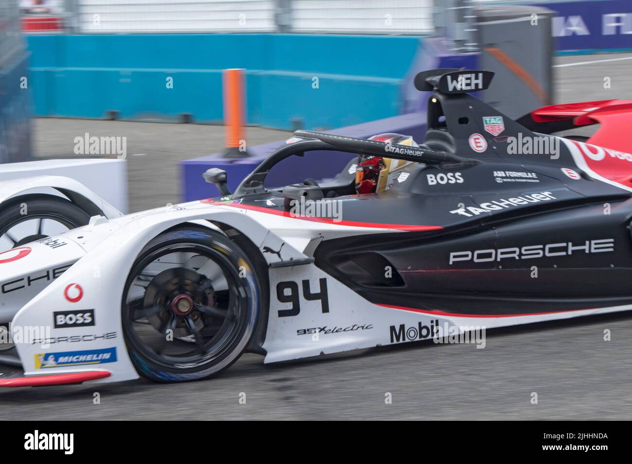 NEW YORK, NY - JULY 10, 2021: Alex Lynn (car no. 94) of Mahindra Racing ...