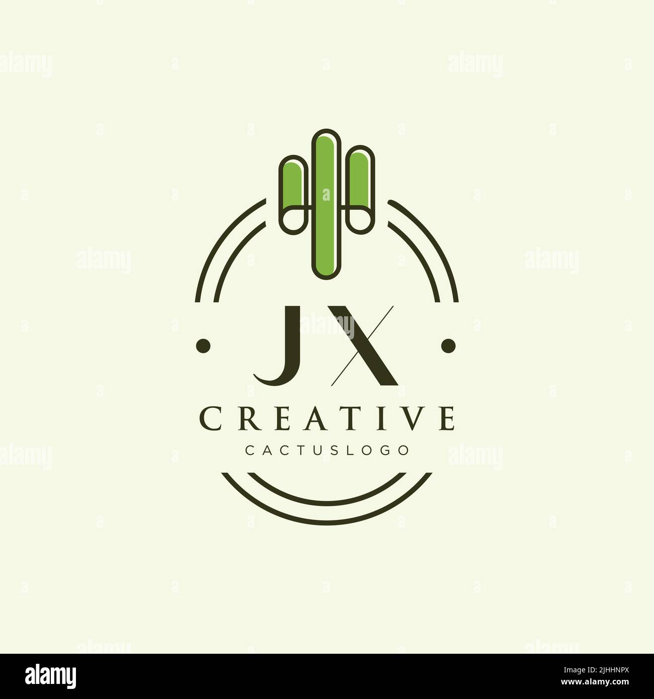 JX Initial letter green cactus logo template vector Stock Vector