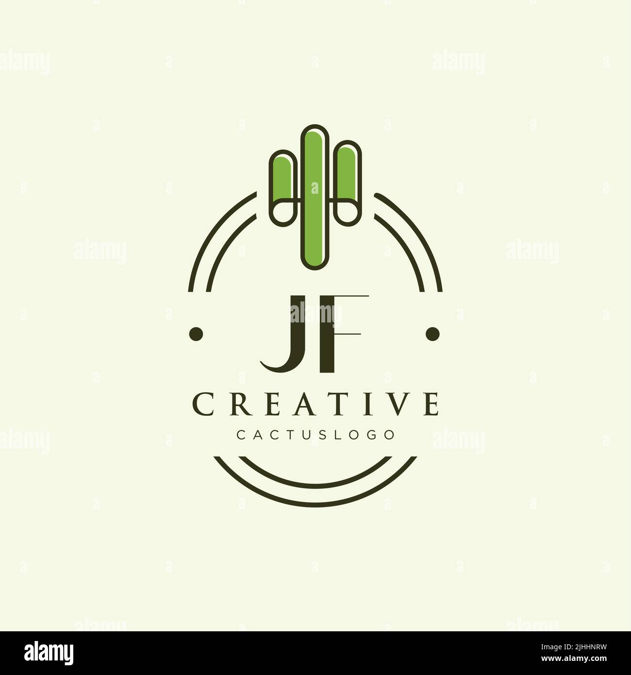 JF Initial letter green cactus logo template vector Stock Vector