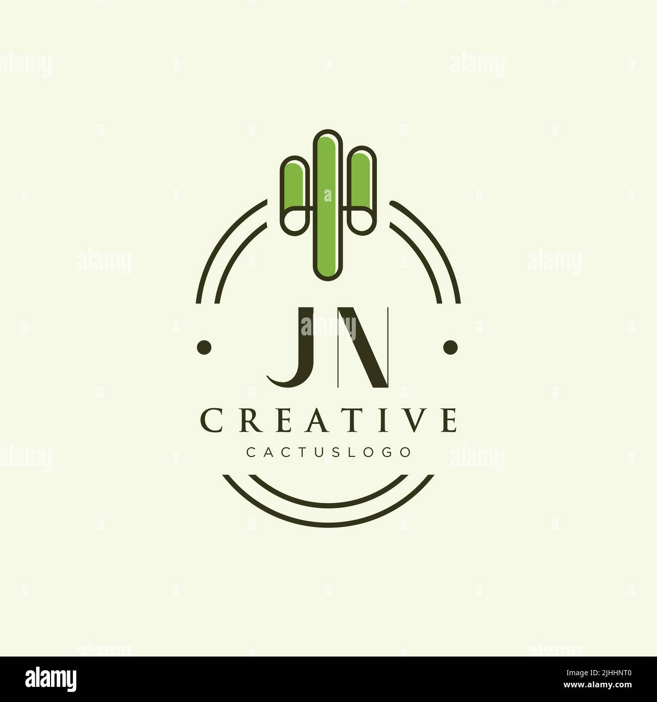 JN Initial letter green cactus logo template vector Stock Vector