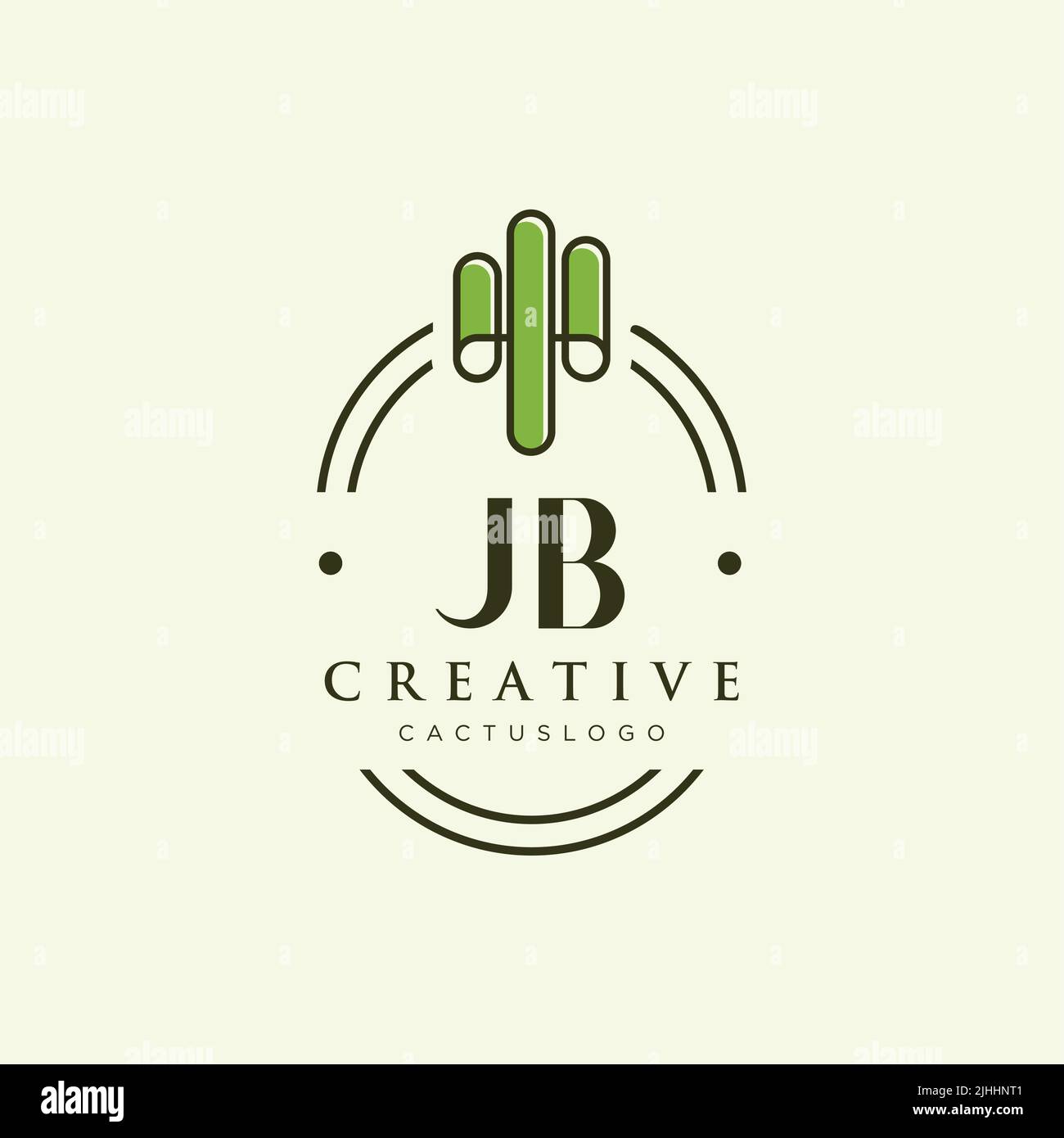 JB Initial letter green cactus logo template vector Stock Vector