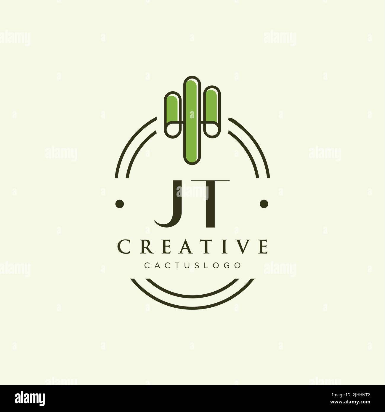 JT Initial letter green cactus logo template vector Stock Vector