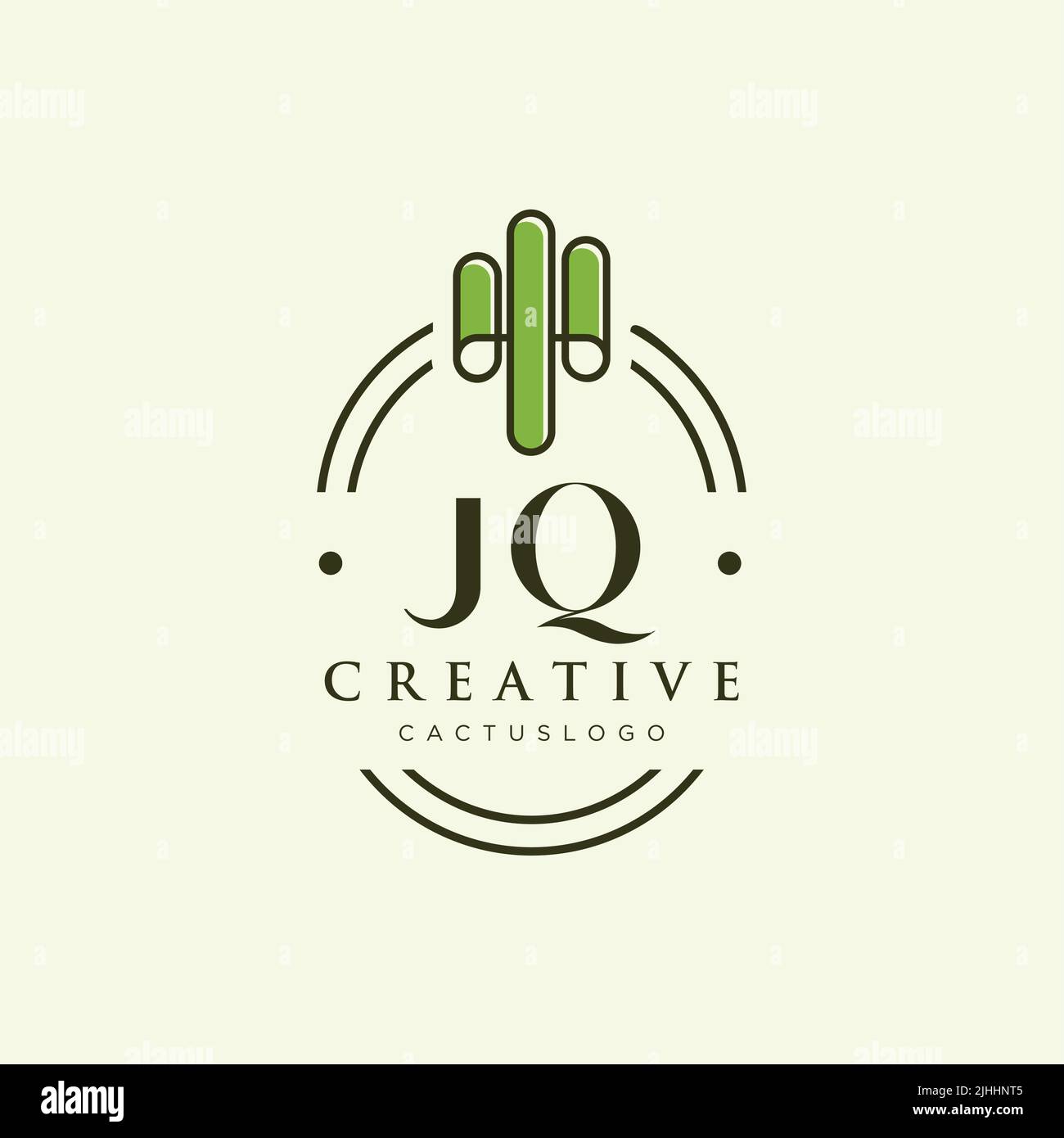 JQ Initial letter green cactus logo template vector Stock Vector
