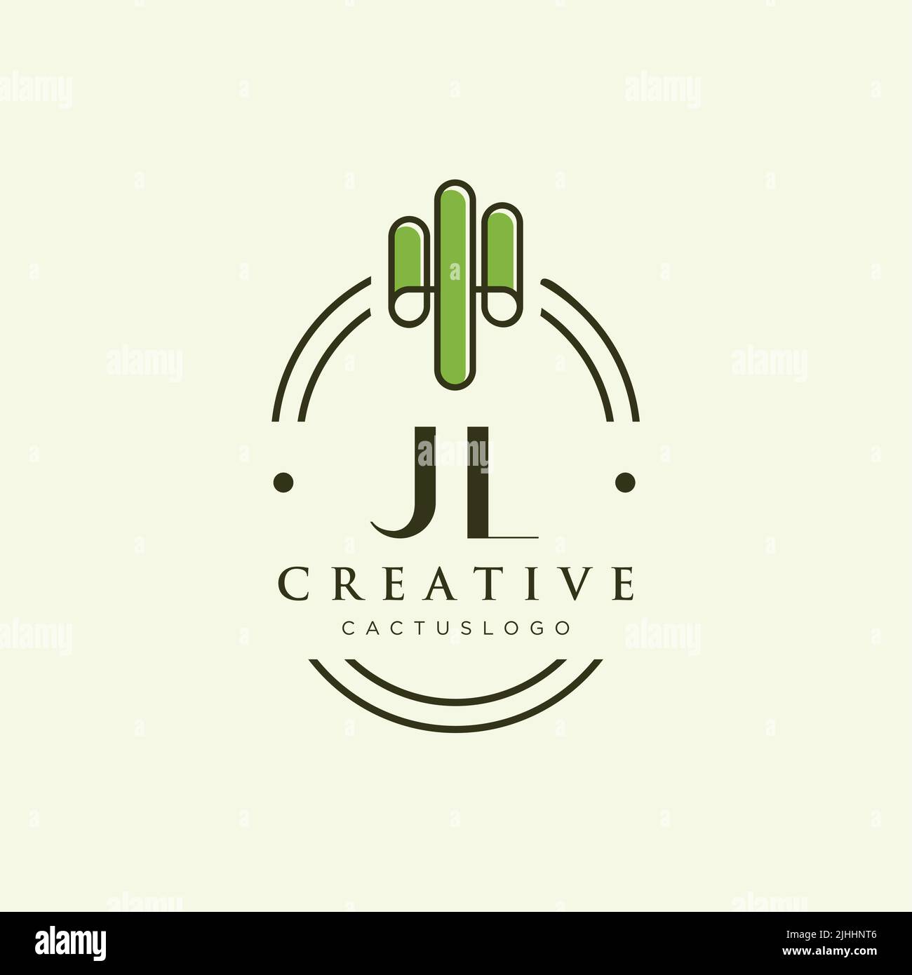 JL Initial letter green cactus logo template vector Stock Vector