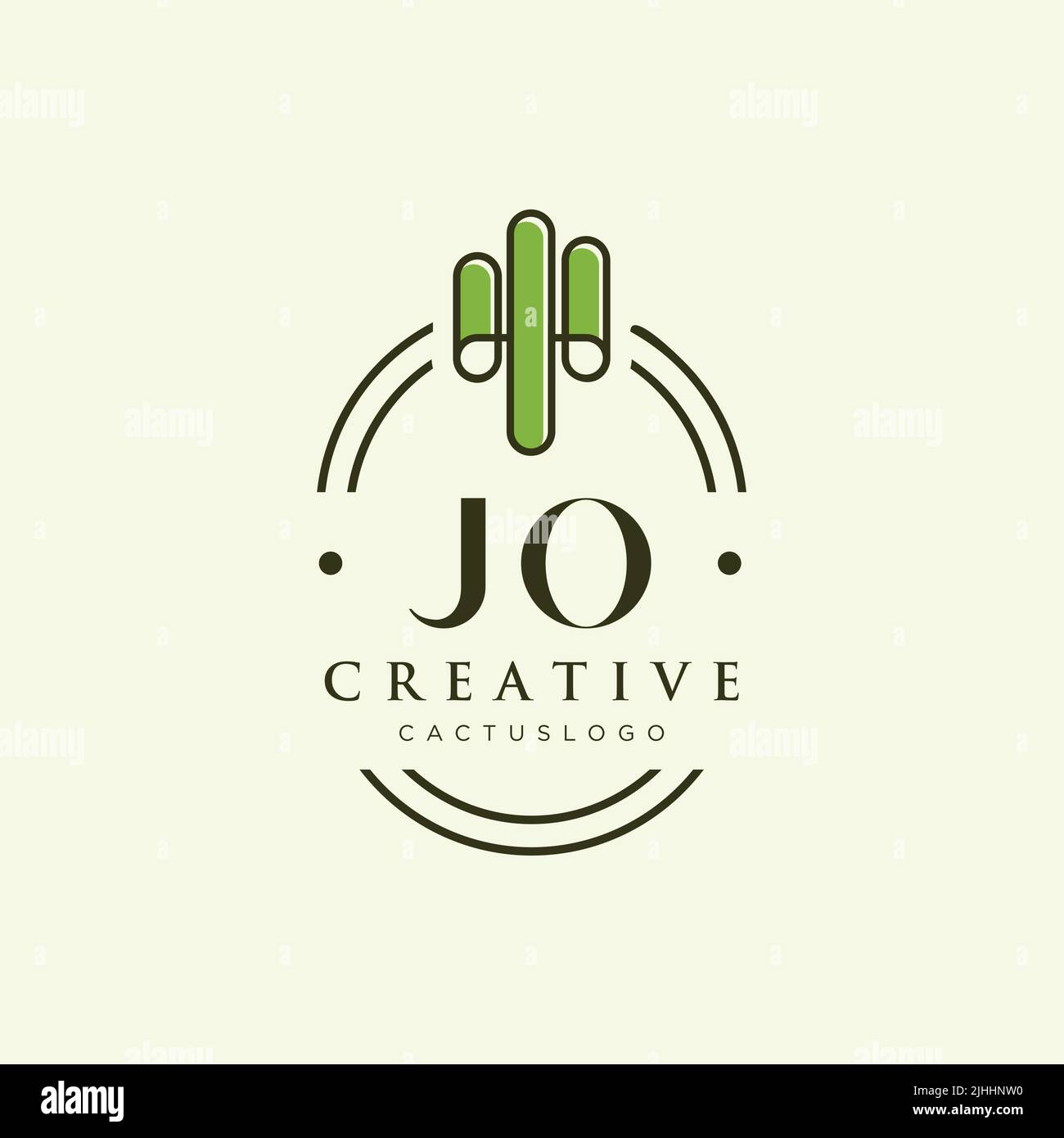 JO Initial letter green cactus logo template vector Stock Vector