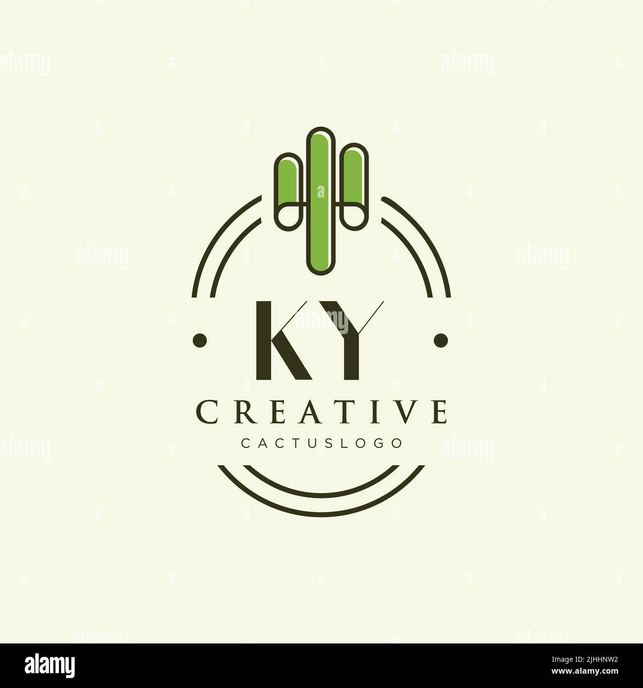 KY Initial letter green cactus logo template vector Stock Vector
