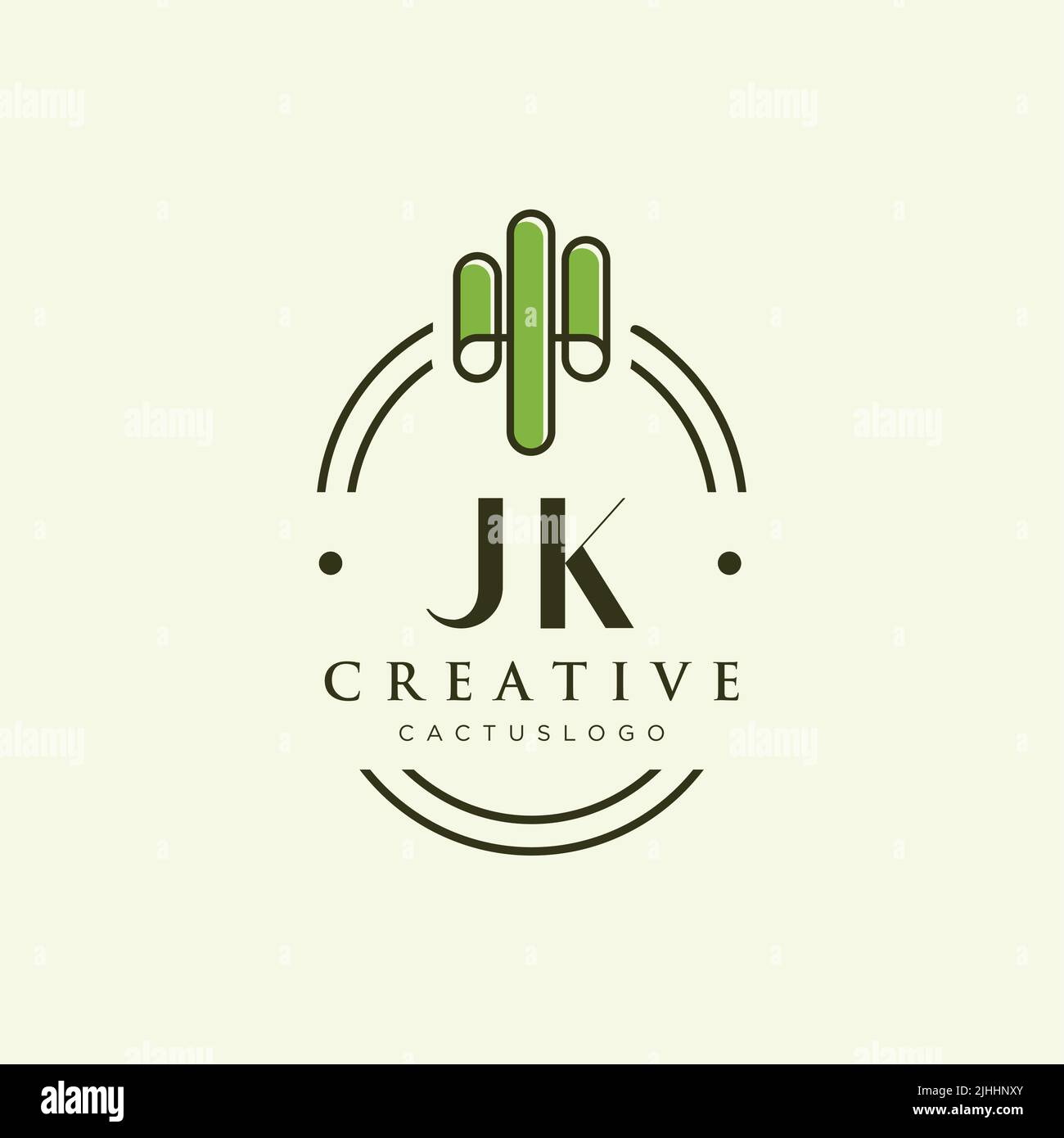 JK Initial letter green cactus logo template vector Stock Vector