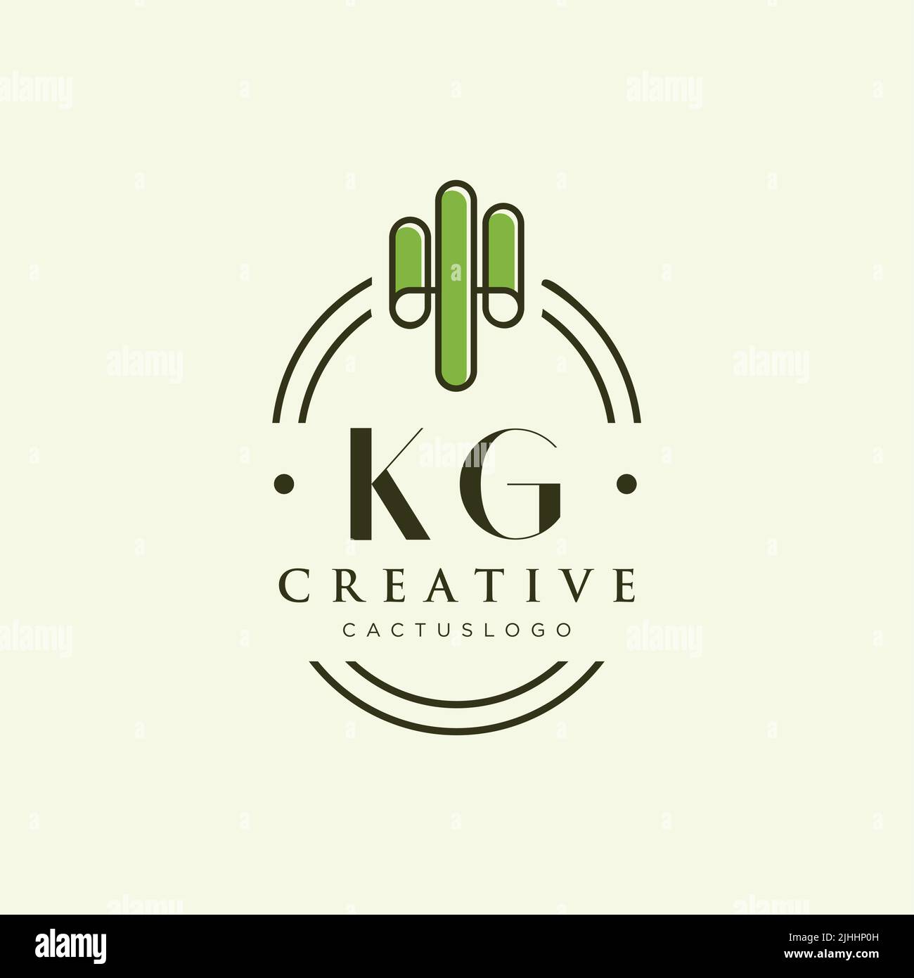 KG Initial letter green cactus logo template vector Stock Vector