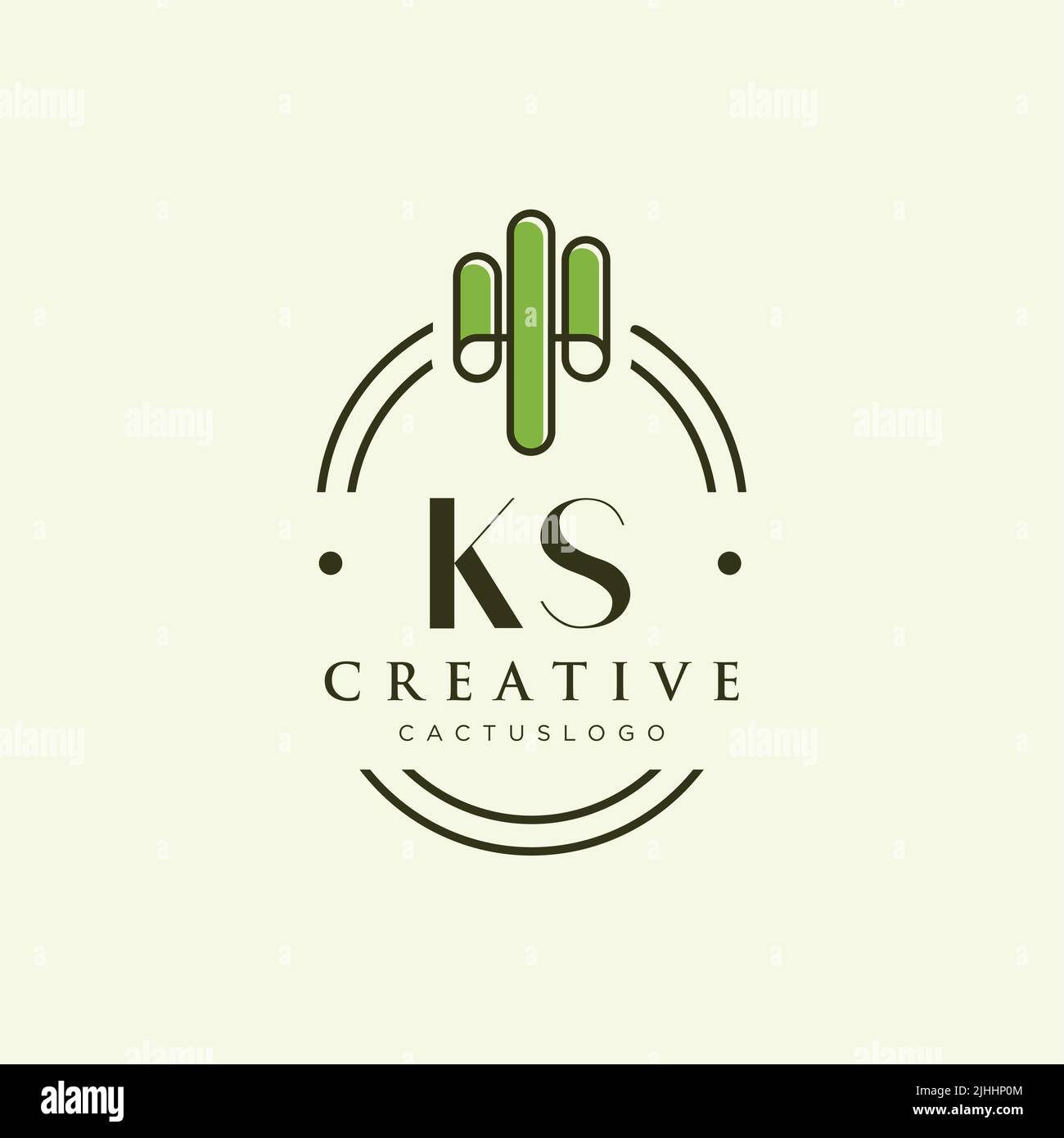 KS Initial letter green cactus logo template vector Stock Vector