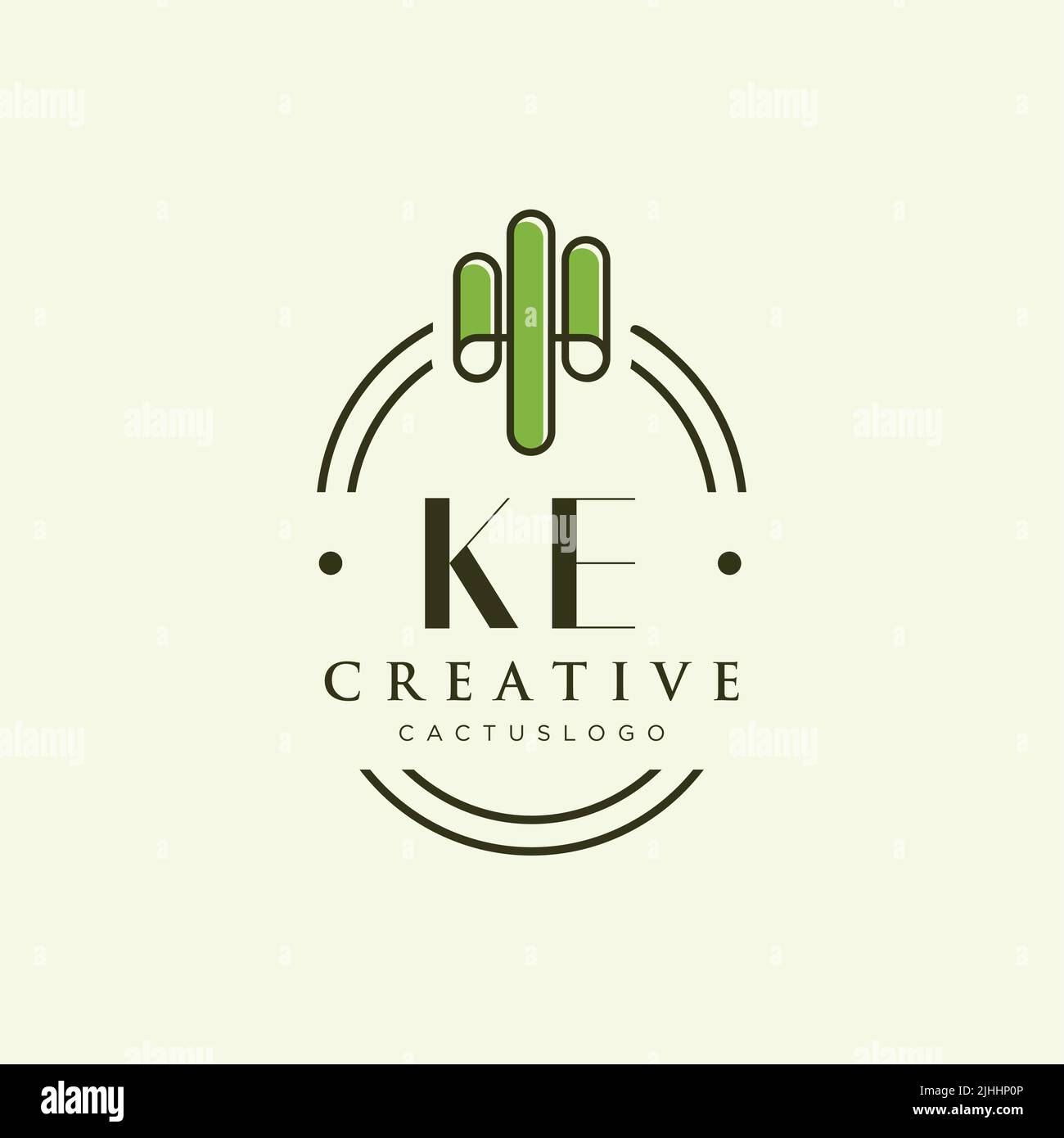 KE Initial letter green cactus logo template vector Stock Vector
