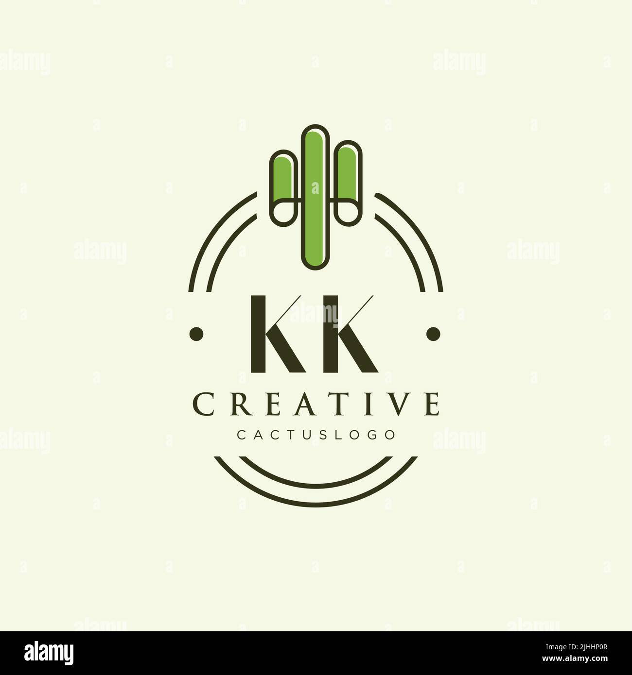 KK Initial letter green cactus logo template vector Stock Vector