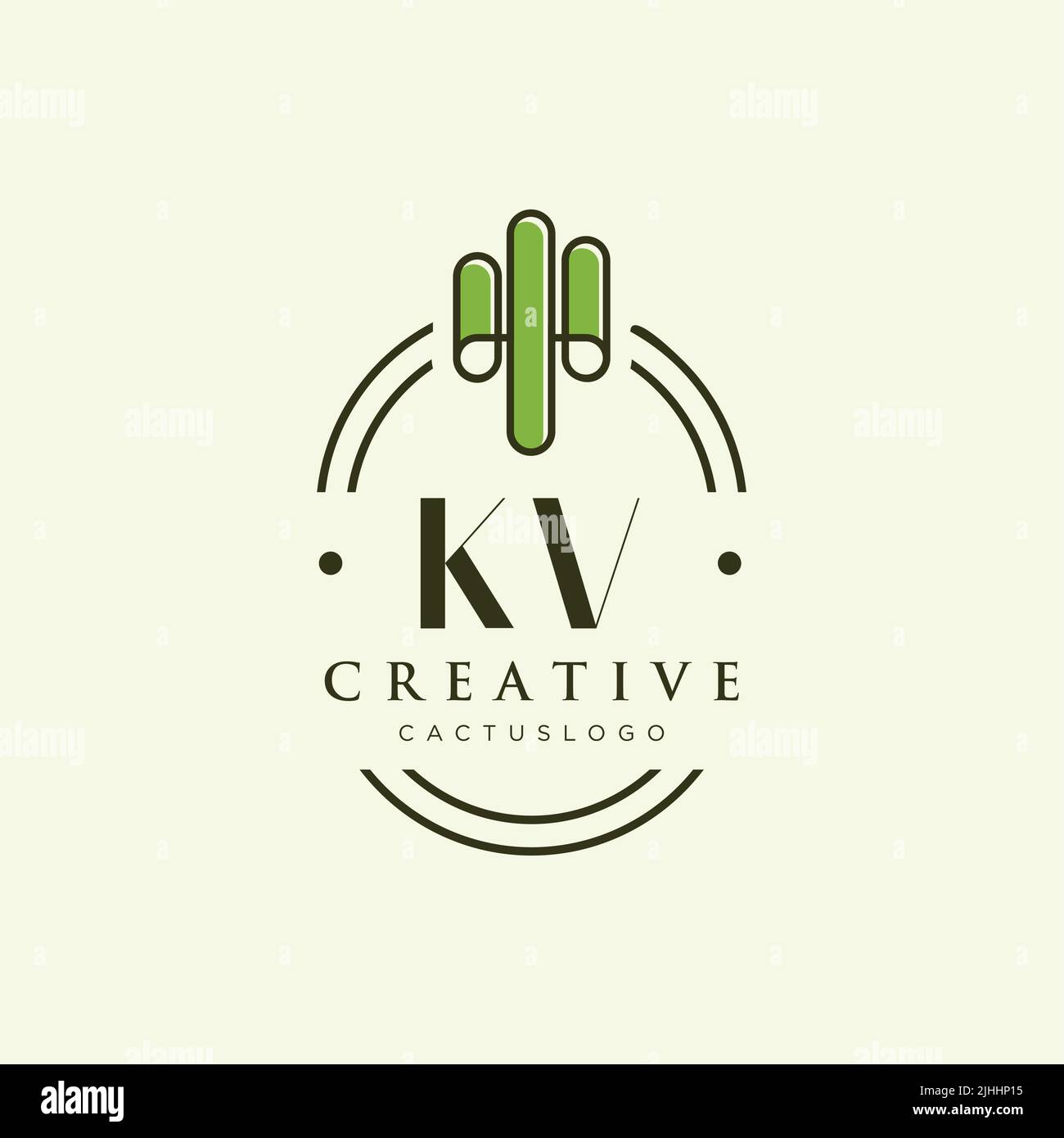 KV Initial letter green cactus logo template vector Stock Vector