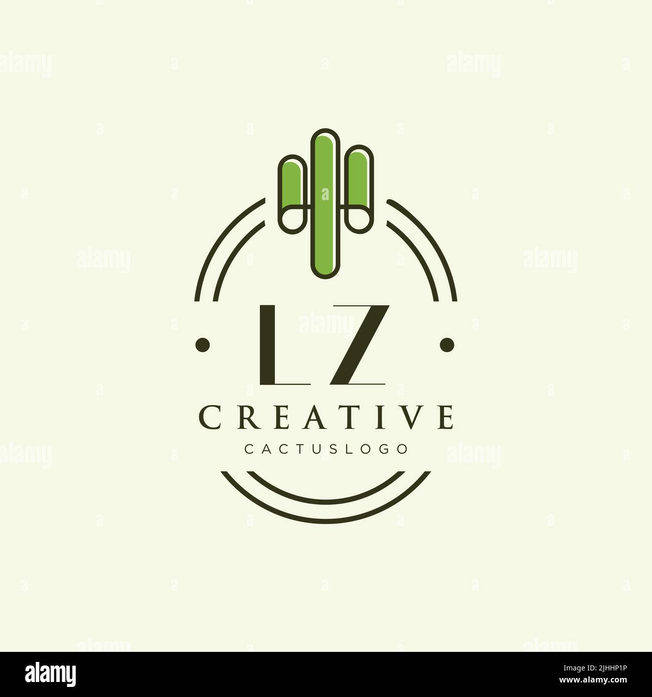 LZ Initial letter green cactus logo template vector Stock Vector