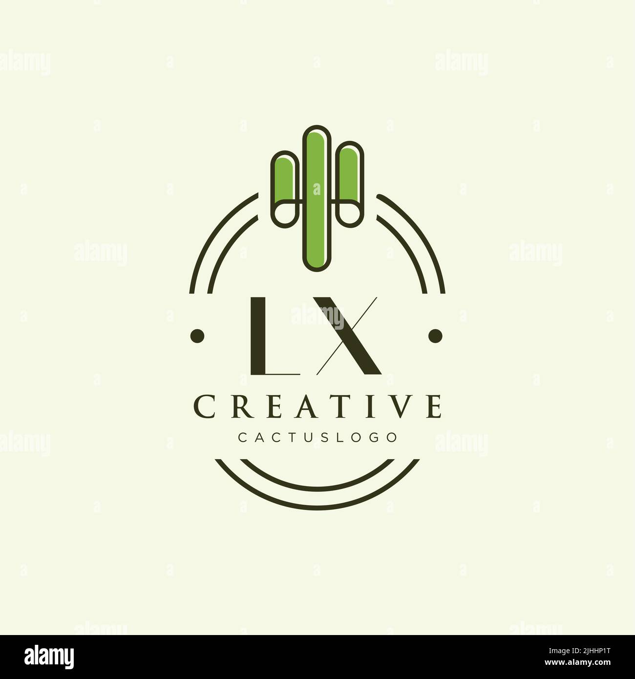 LX Initial letter green cactus logo template vector Stock Vector