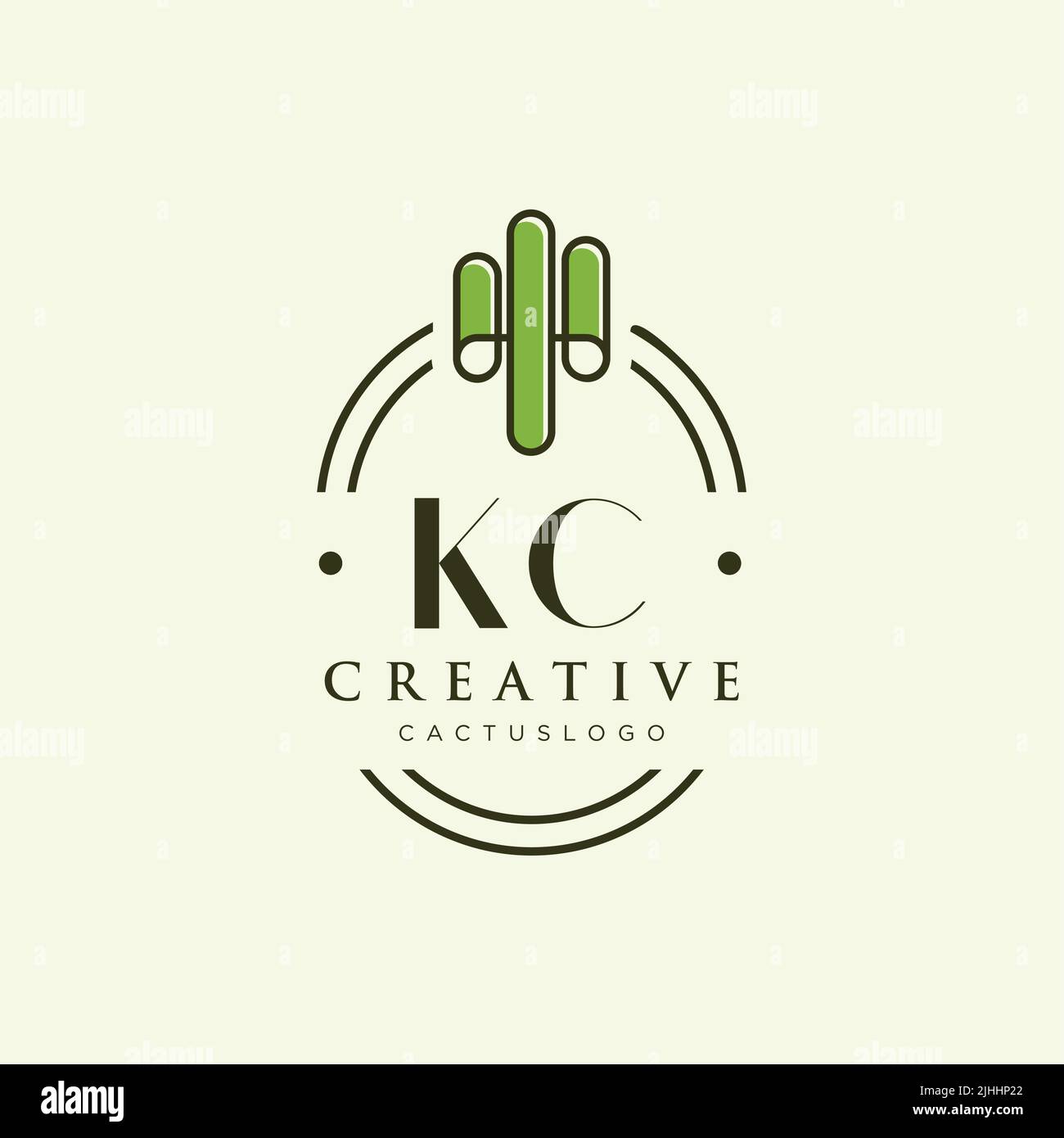 KC Initial letter green cactus logo template vector Stock Vector