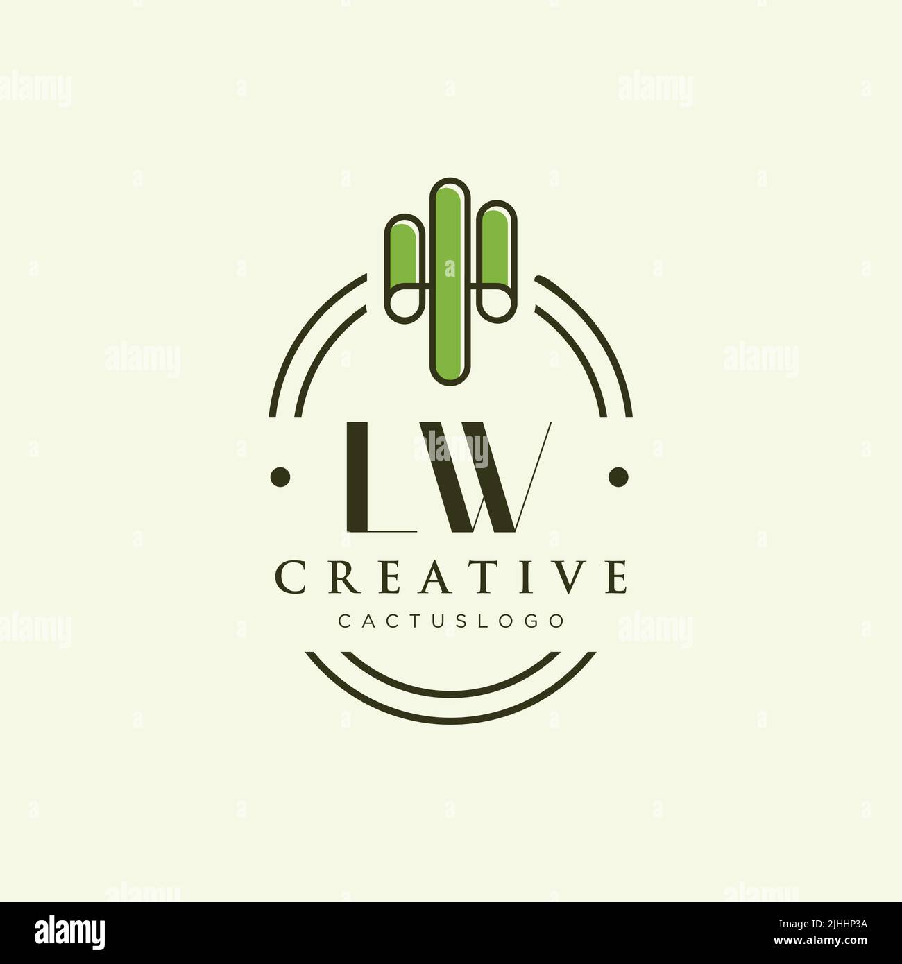 LW Initial letter green cactus logo template vector Stock Vector