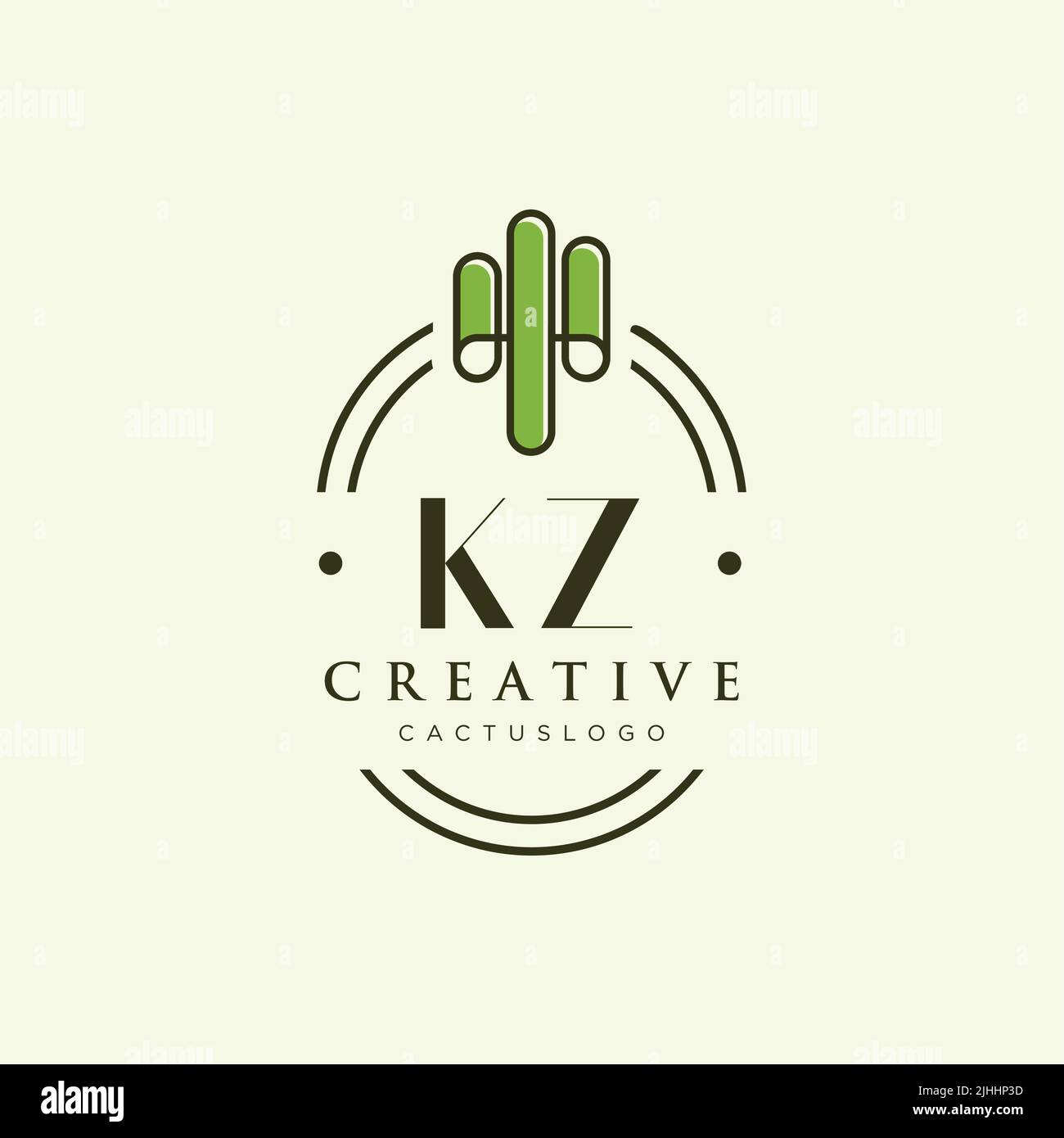 KZ Initial letter green cactus logo template vector Stock Vector